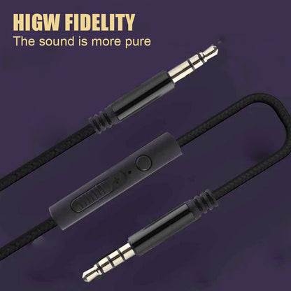 1.2m Earphone Cable Audio Extension Cable Jack 3.5mm to 3.5mm Male to Male Aux Cable Cord with Sliding Volume Control Mic