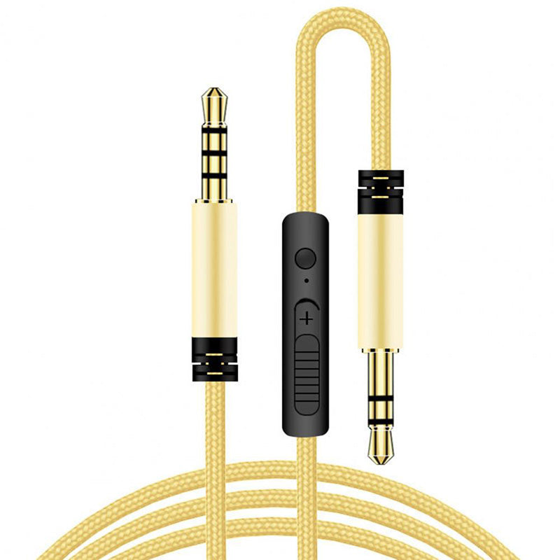 1.2m Earphone Cable Audio Extension Cable Jack 3.5mm to 3.5mm Male to Male Aux Cable Cord with Sliding Volume Control Mic