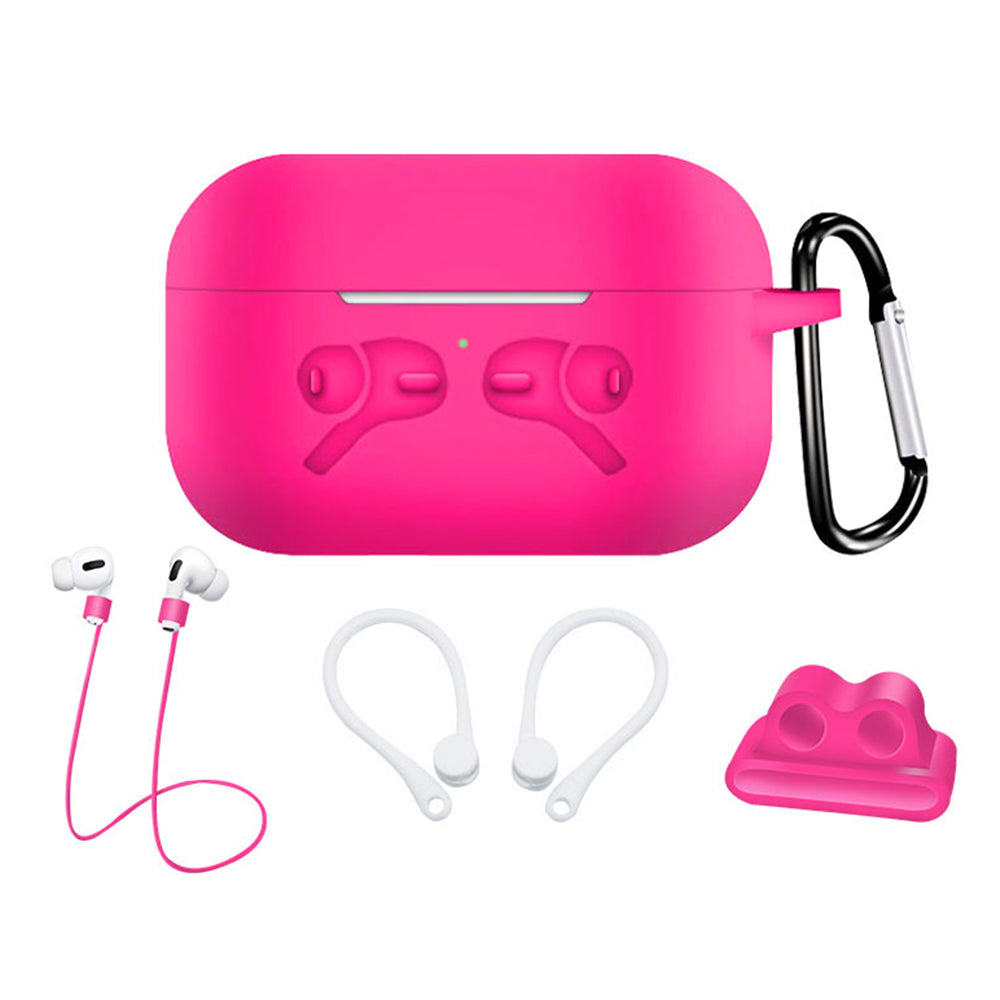 5-in-1 Silicone Case for Apple AirPods Pro Protective Case Set with Neck Strap, Earphone Holder