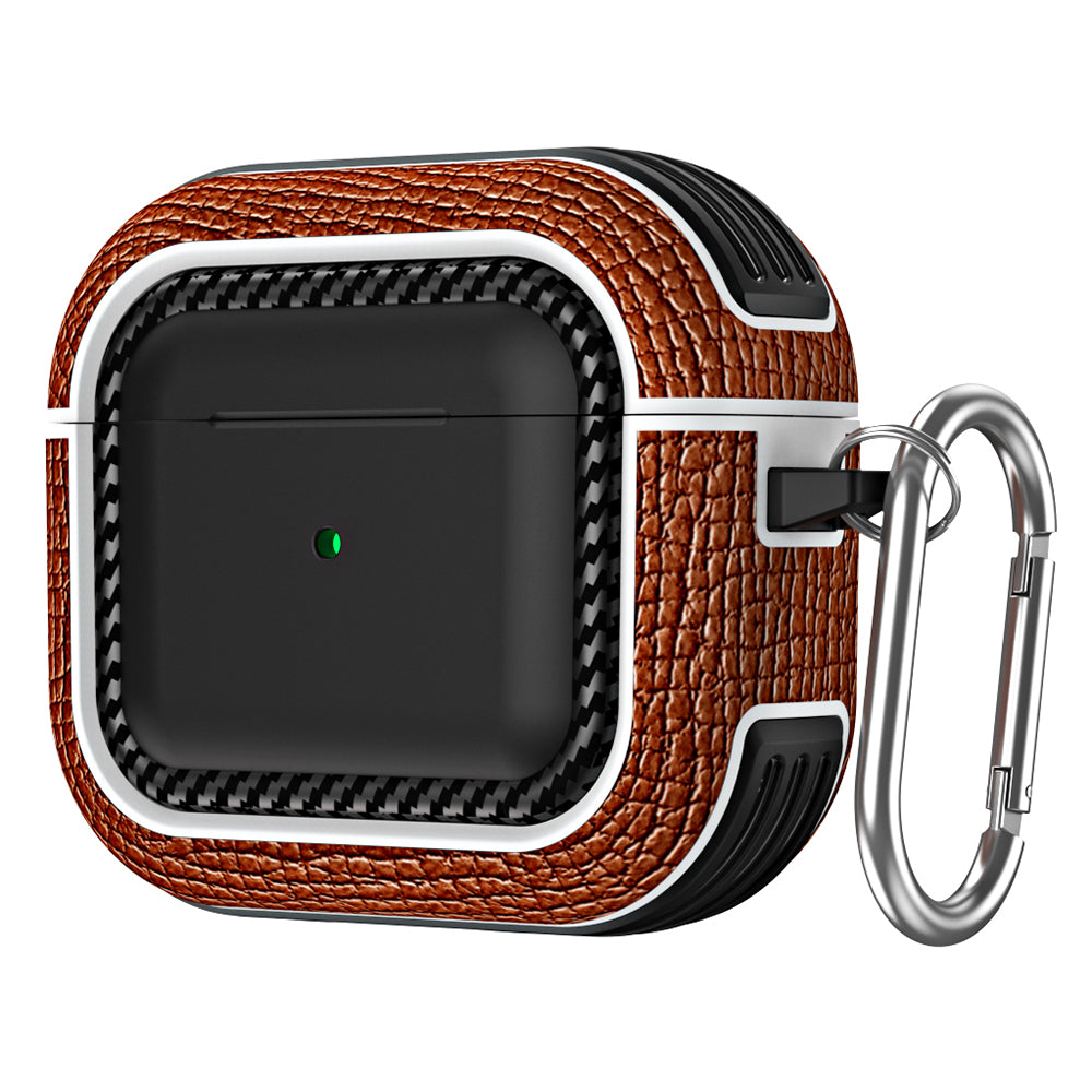 For Apple AirPods 3 Earphone Case Scratch Resistant TPU+PU Leather Protective Cover with Hook