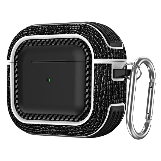 For Apple AirPods 3 Earphone Case Scratch Resistant TPU+PU Leather Protective Cover with Hook