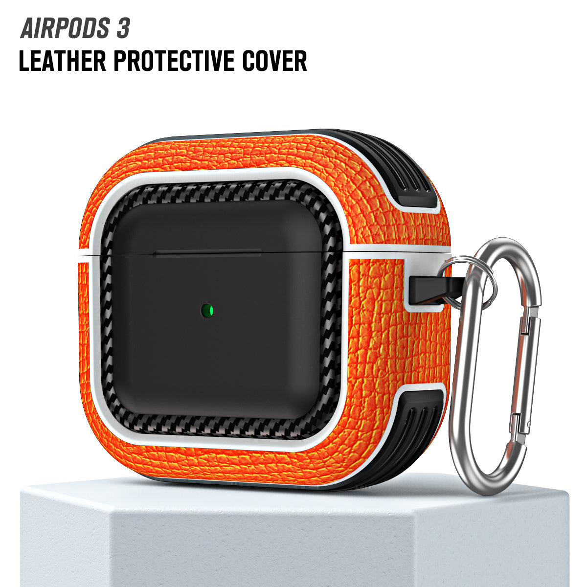 For Apple AirPods 3 Earphone Case Scratch Resistant TPU+PU Leather Protective Cover with Hook
