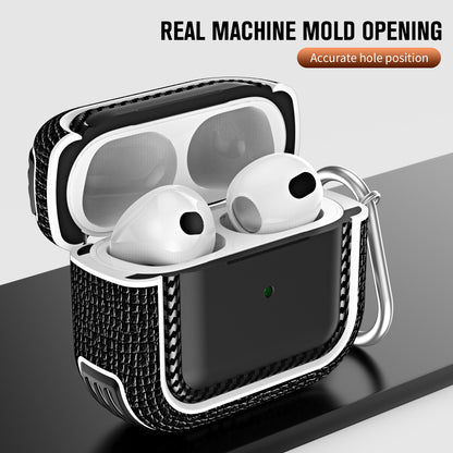For Apple AirPods 3 Earphone Case Scratch Resistant TPU+PU Leather Protective Cover with Hook