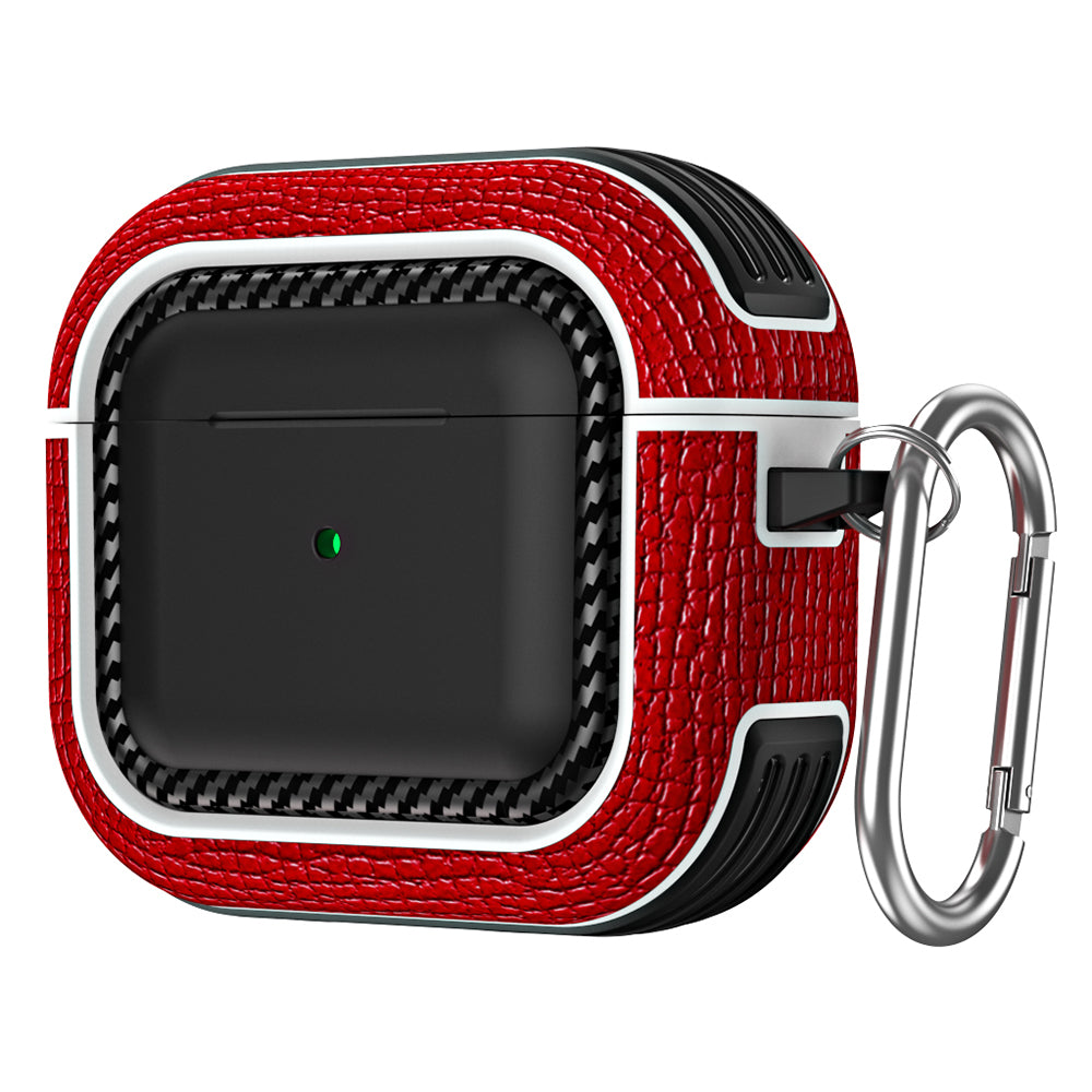 For Apple AirPods 3 Earphone Case Scratch Resistant TPU+PU Leather Protective Cover with Hook