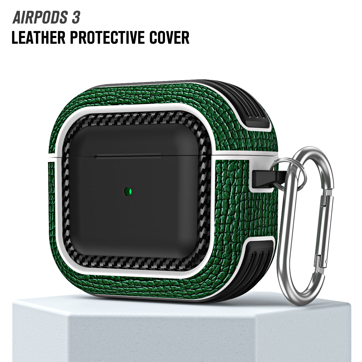 For Apple AirPods 3 Earphone Case Scratch Resistant TPU+PU Leather Protective Cover with Hook