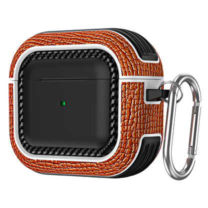 For Apple AirPods 3 Earphone Case Scratch Resistant TPU+PU Leather Protective Cover with Hook