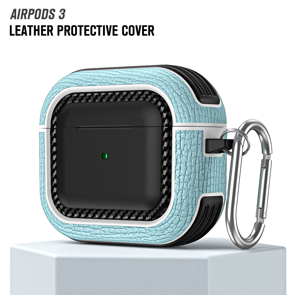 For Apple AirPods 3 Earphone Case Scratch Resistant TPU+PU Leather Protective Cover with Hook