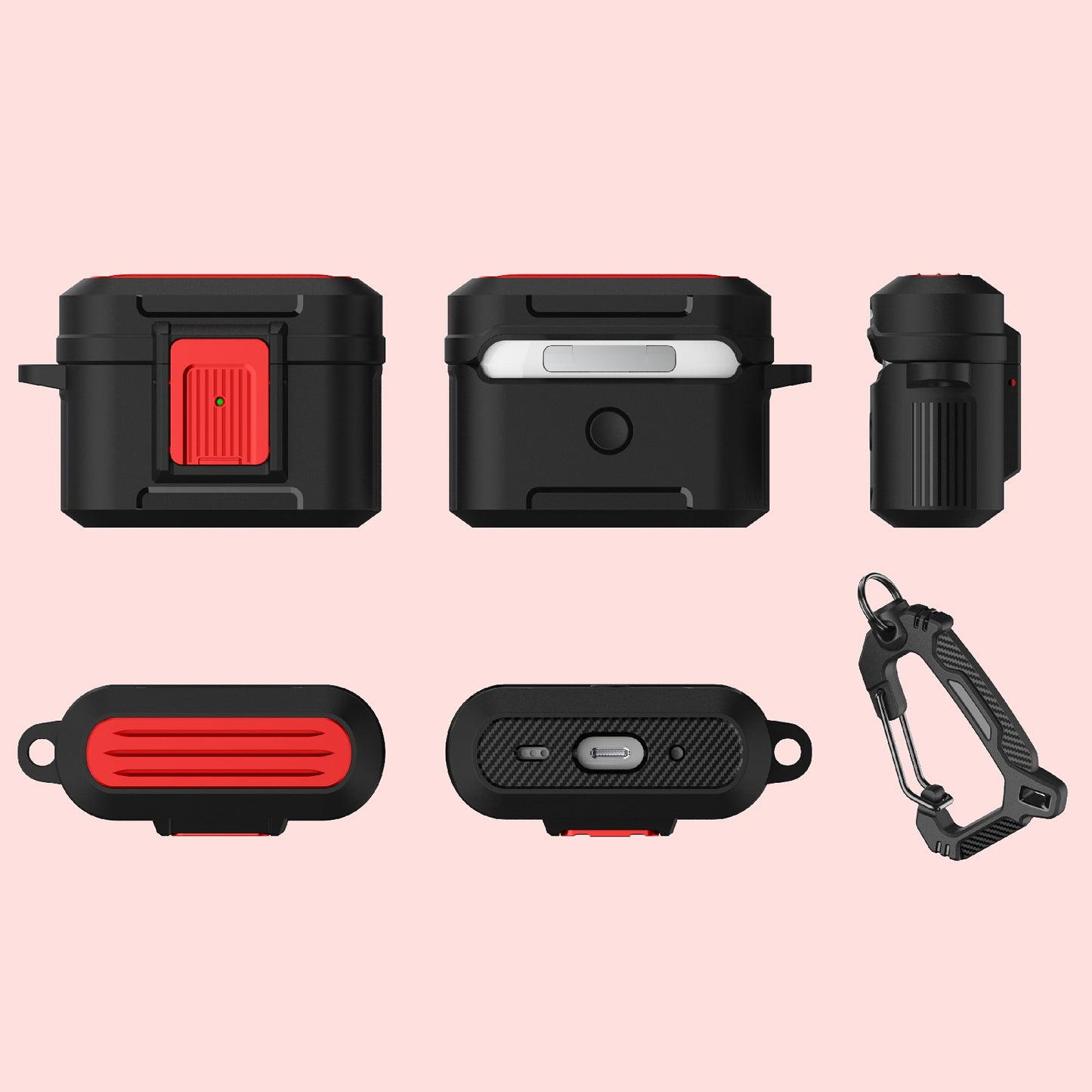 For AirPods Pro 2 Earphone Protective Case Pressing Buckle Luggage Case Design TPU+PC Anti-drop Cover