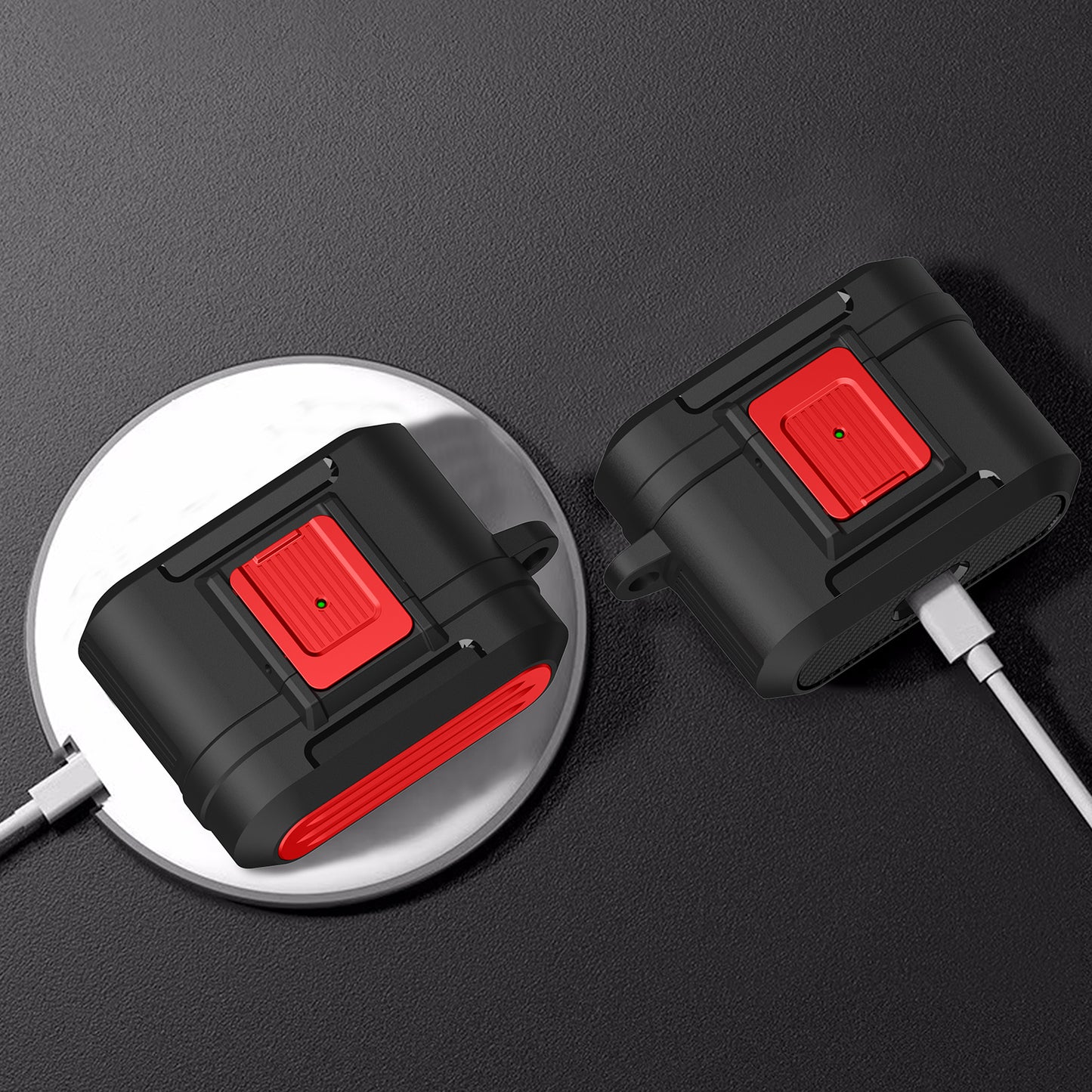 For Apple AirPods Pro Luggage Case Design Protective Case Pressing Buckle TPU+PC Anti-drop Cover