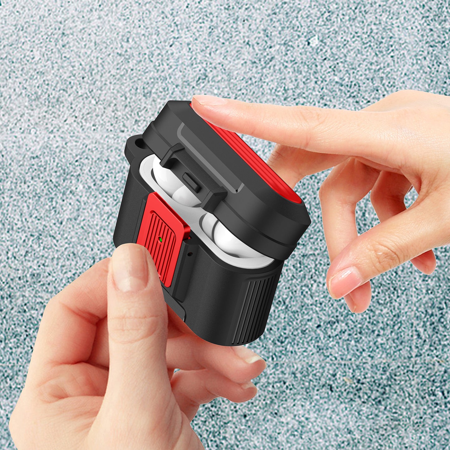 For Apple AirPods Pro Luggage Case Design Protective Case Pressing Buckle TPU+PC Anti-drop Cover