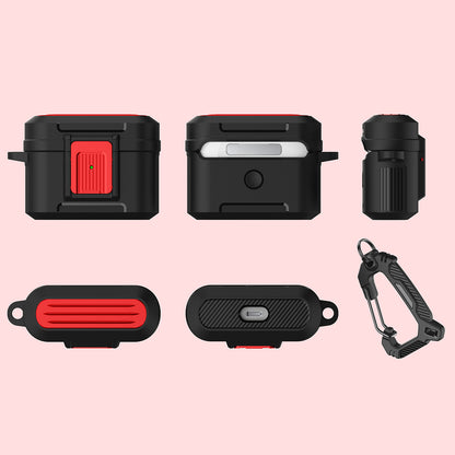 For Apple AirPods Pro Luggage Case Design Protective Case Pressing Buckle TPU+PC Anti-drop Cover