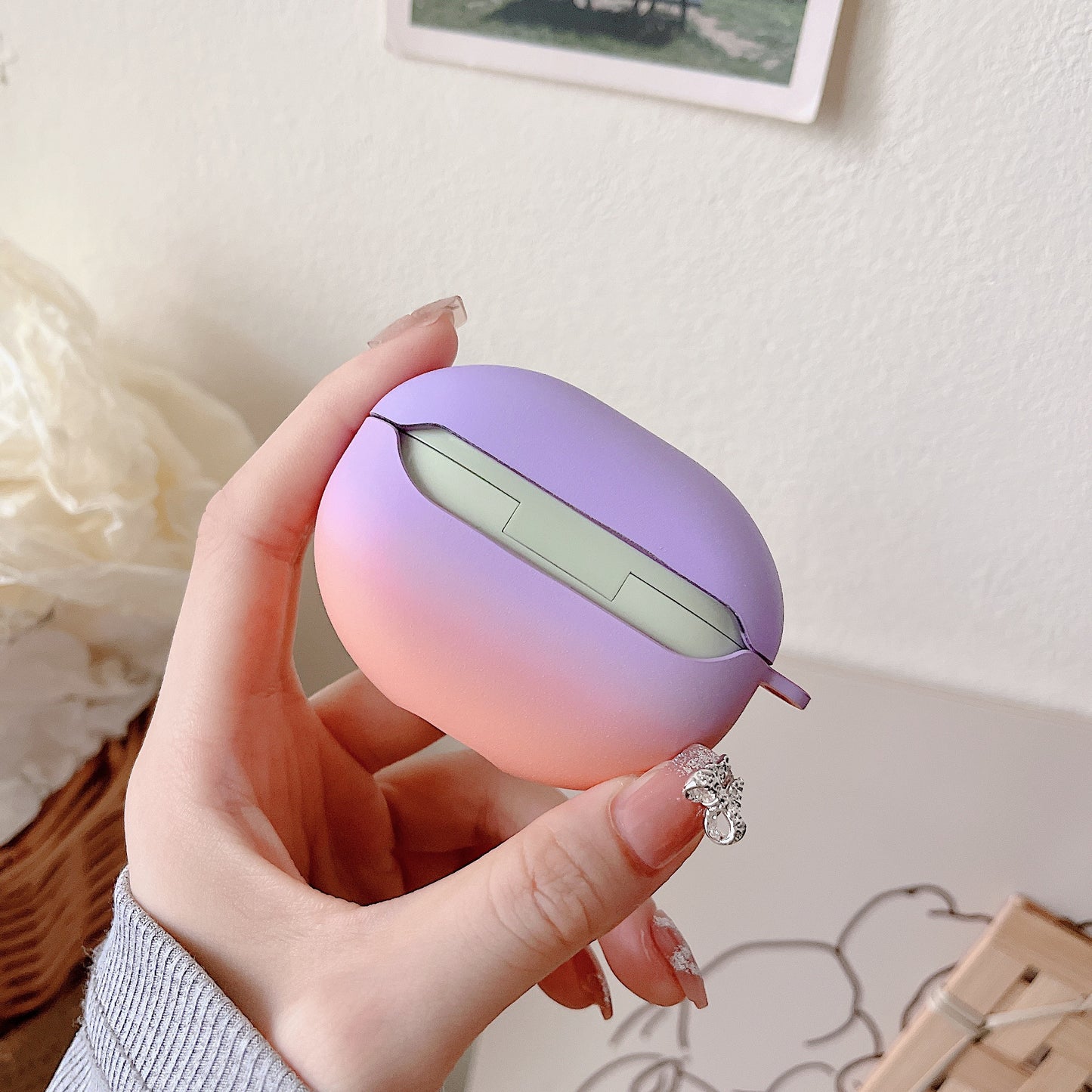 For OPPO Enco Free3 Gradient Bluetooth Headset Anti-drop Case Matte PC Protective Cover