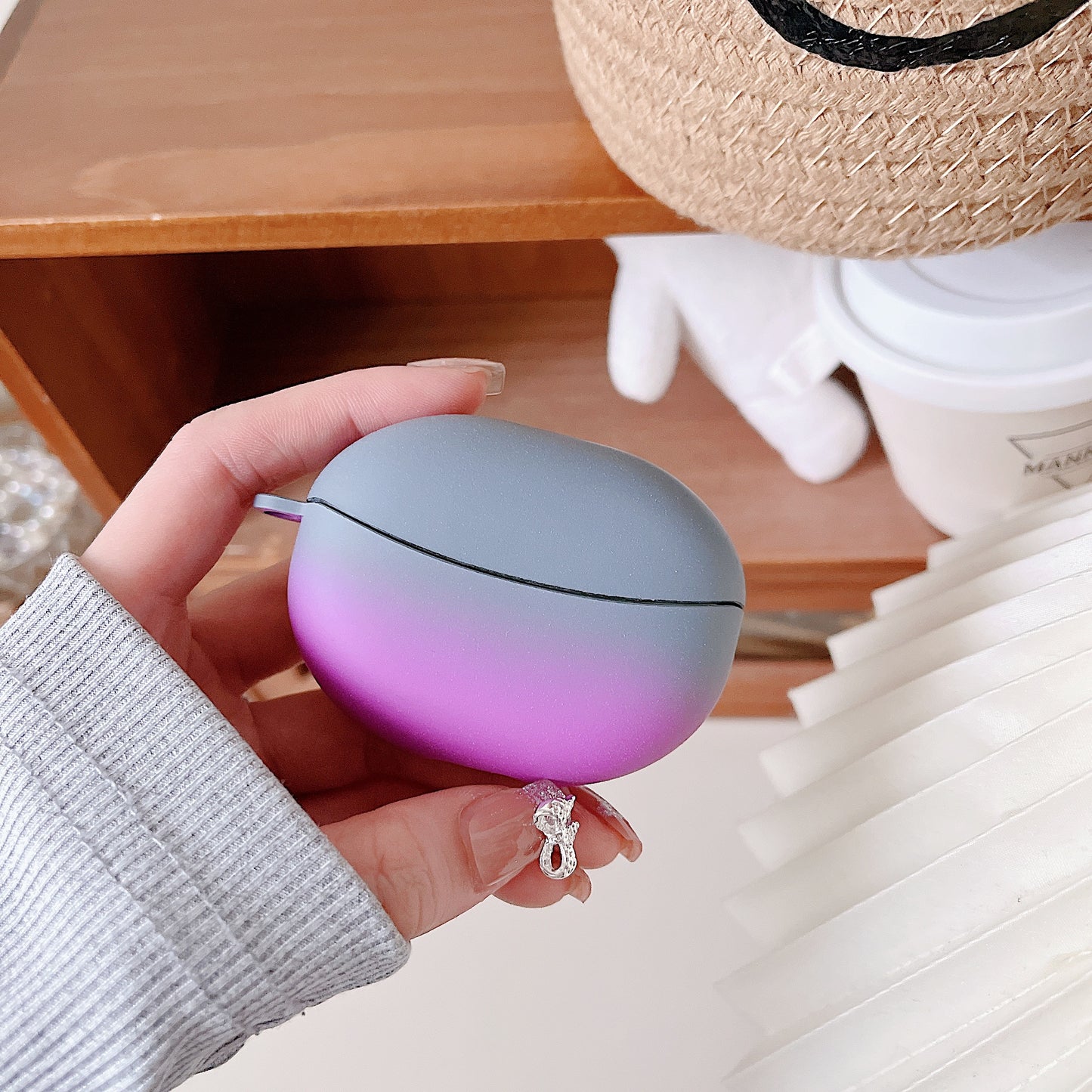 For OPPO Enco Free3 Gradient Bluetooth Headset Anti-drop Case Matte PC Protective Cover