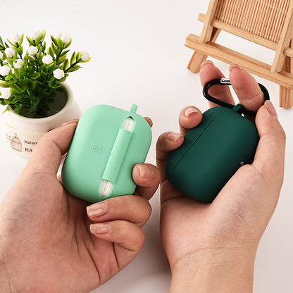 For Apple AirPods 3 Earphones Skin Cover Silicone+PC Lining Protective Carrying Case with Keychain