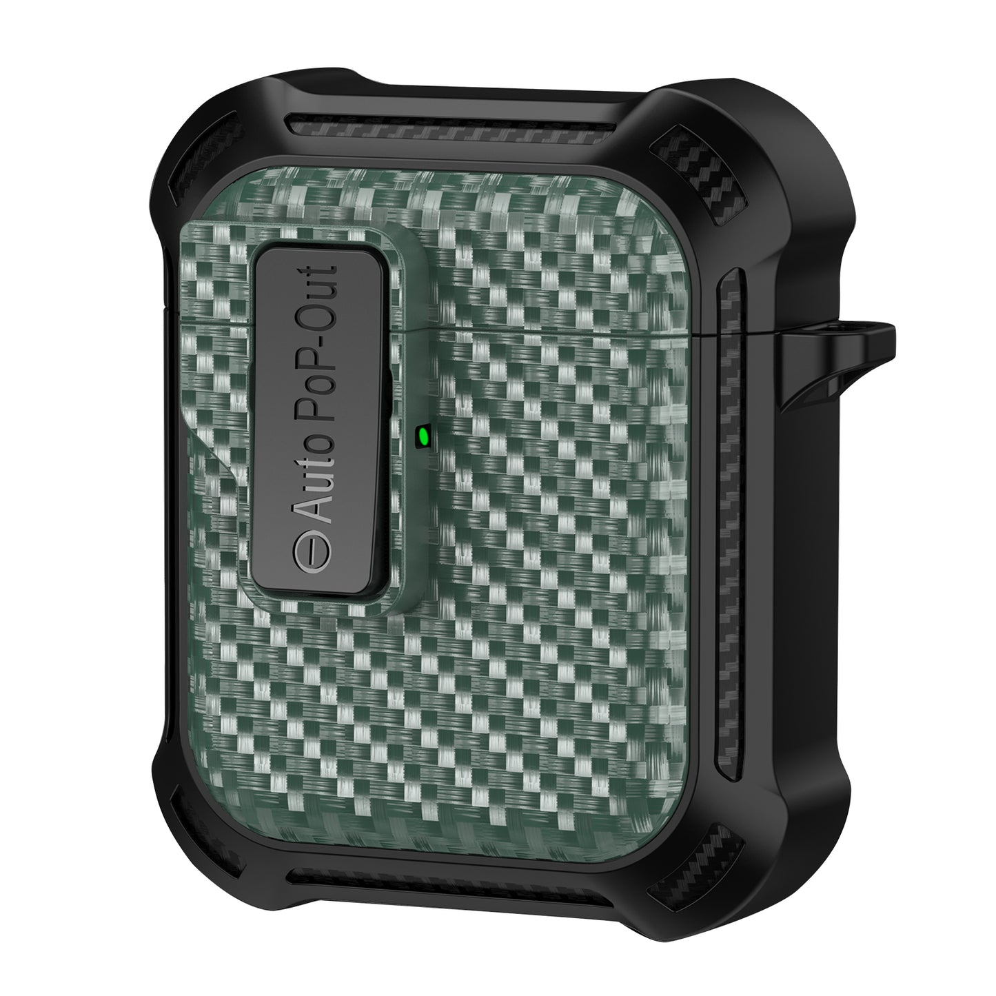 For Apple AirPods 1 / 2 Pressing Buckle Protective Case Carbon Fiber Texture TPU+PC Earphone Cover
