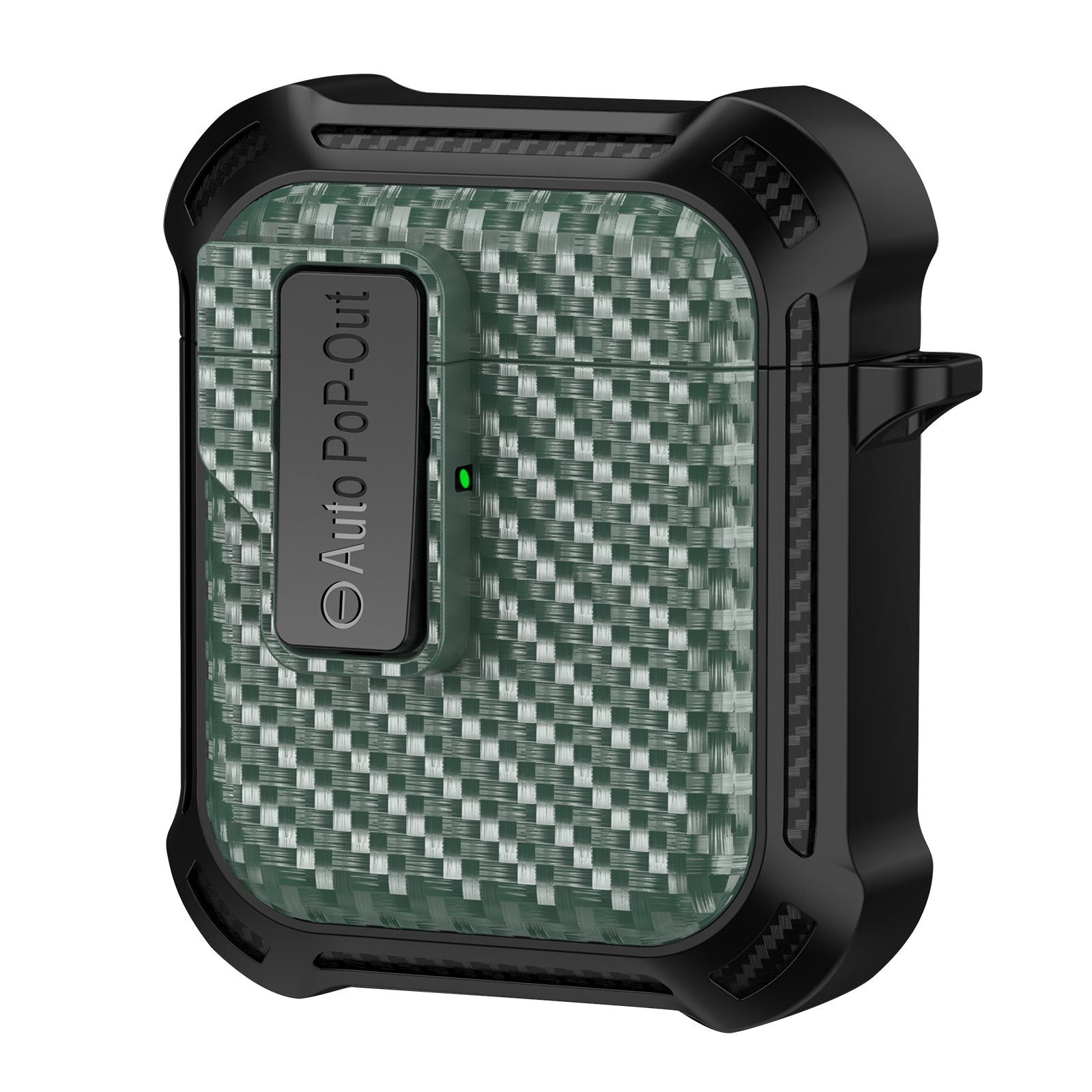 For Apple AirPods 1 / 2 Pressing Buckle Protective Case Carbon Fiber Texture TPU+PC Earphone Cover