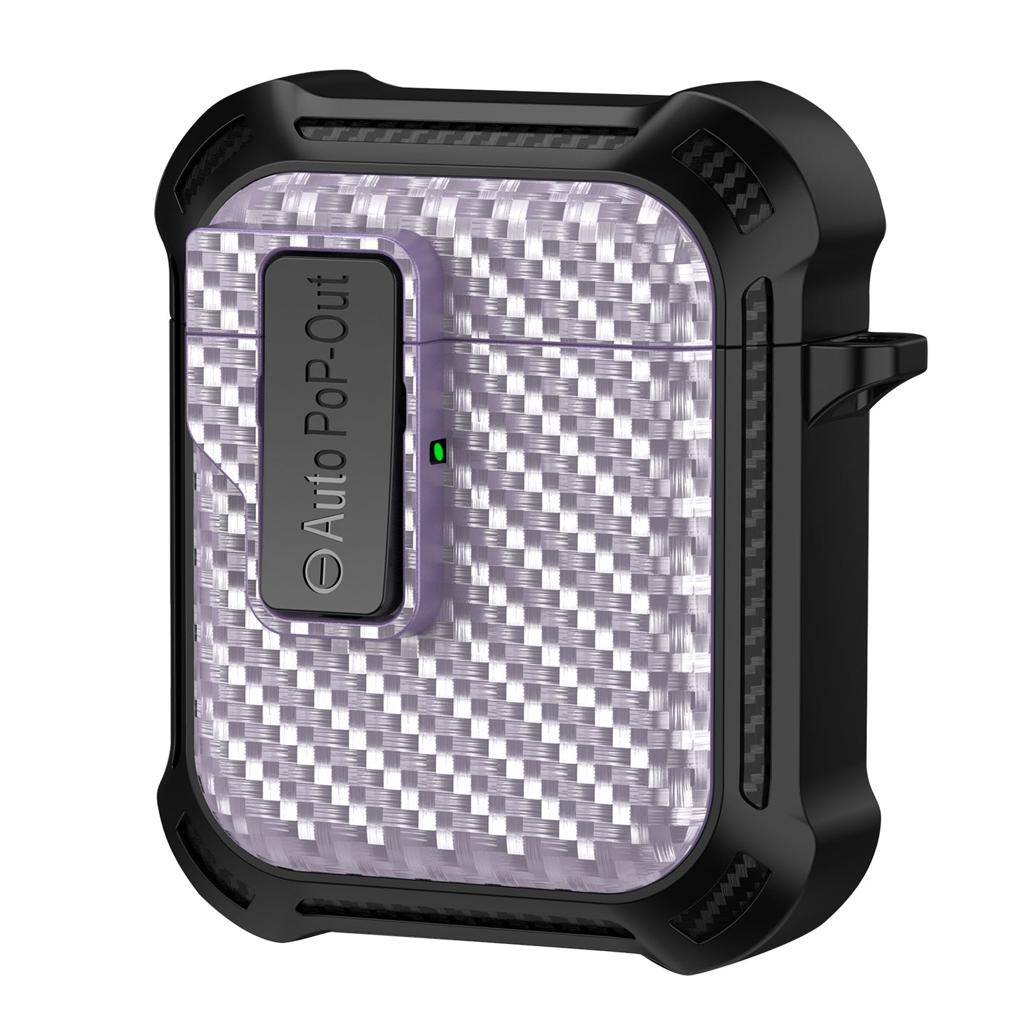 For Apple AirPods 1 / 2 Pressing Buckle Protective Case Carbon Fiber Texture TPU+PC Earphone Cover