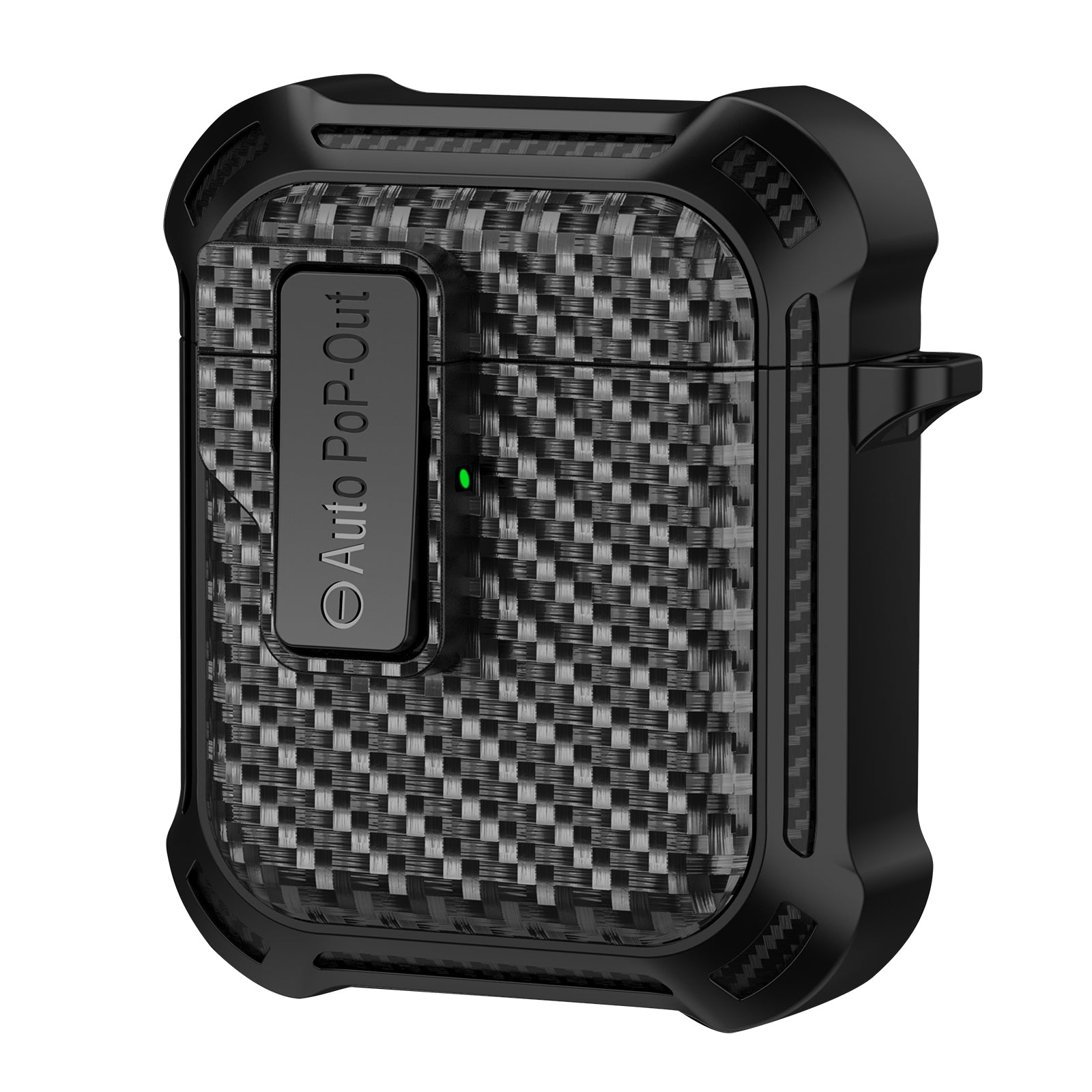 For Apple AirPods 1 / 2 Pressing Buckle Protective Case Carbon Fiber Texture TPU+PC Earphone Cover