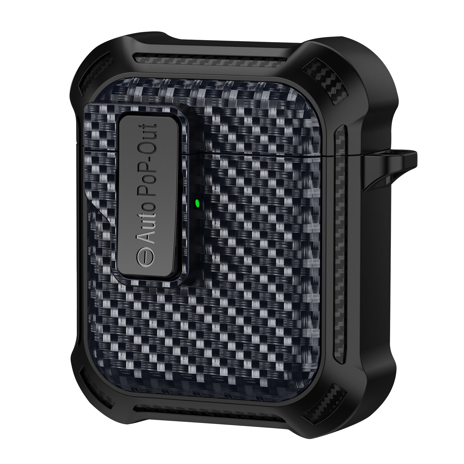 For Apple AirPods 1 / 2 Pressing Buckle Protective Case Carbon Fiber Texture TPU+PC Earphone Cover