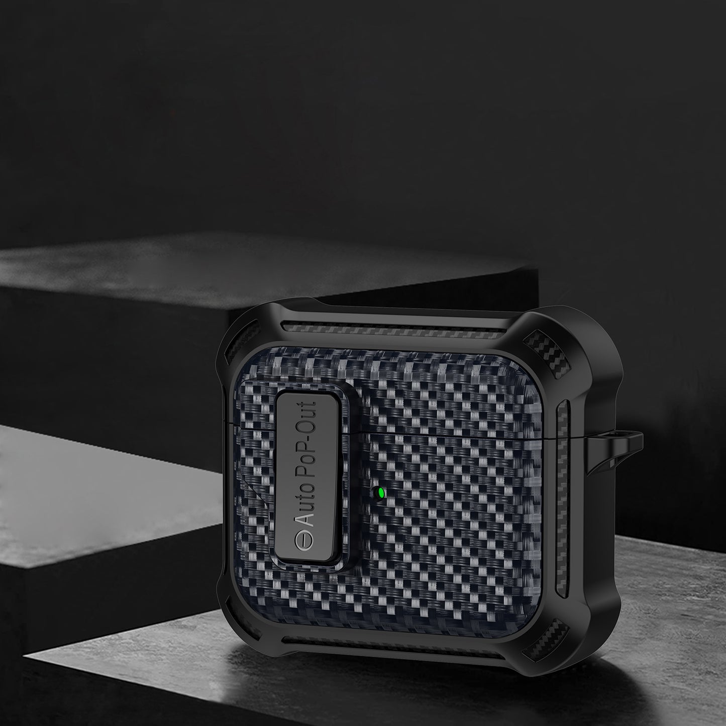 For Apple AirPods 3 Pressing Buckle TPU+PC Protective Case Carbon Fiber Texture Bluetooth Earphone Cover