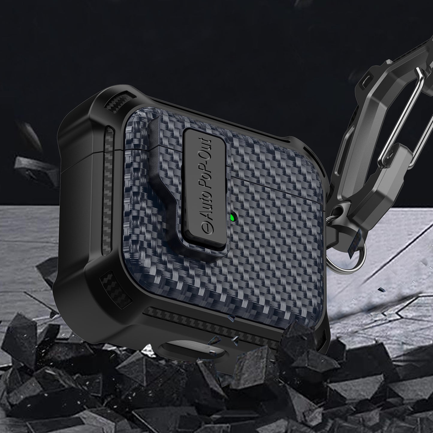 For Apple AirPods 3 Pressing Buckle TPU+PC Protective Case Carbon Fiber Texture Bluetooth Earphone Cover