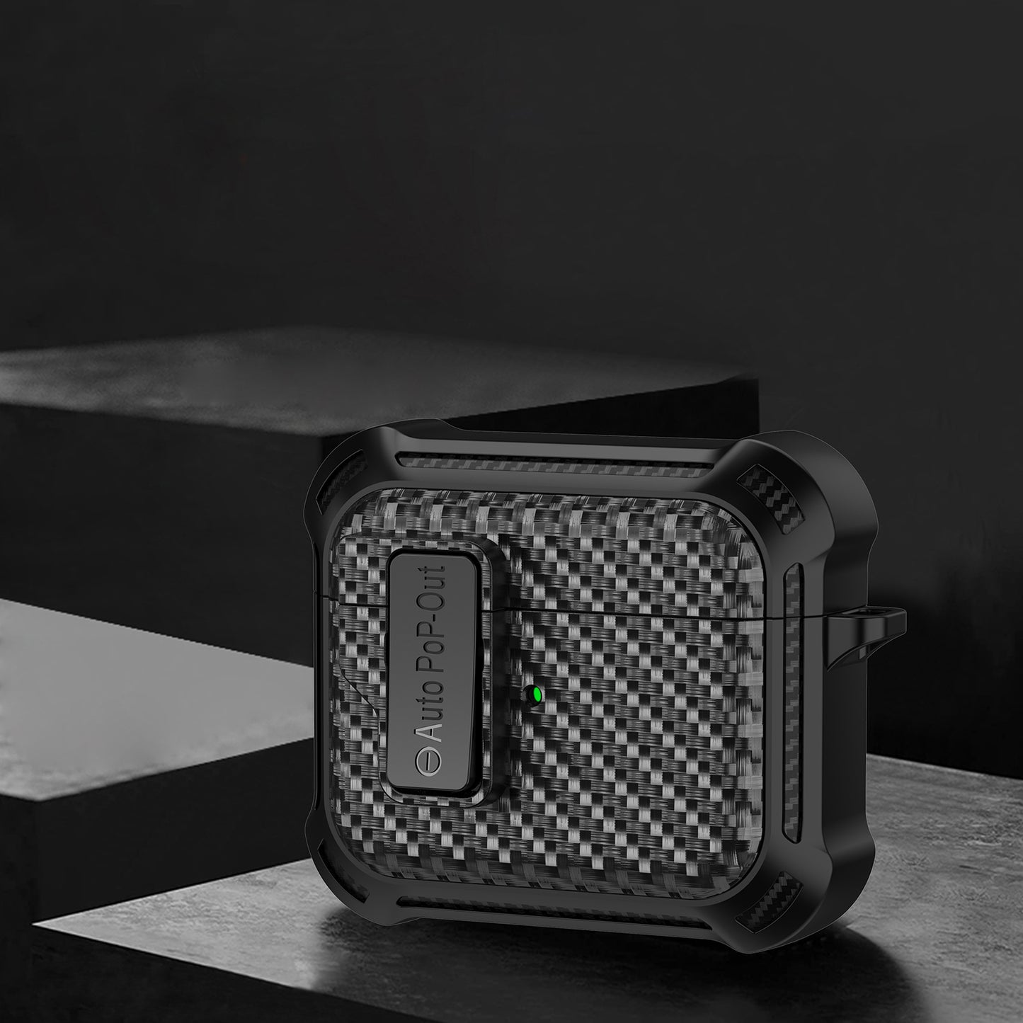 For Apple AirPods 3 Pressing Buckle TPU+PC Protective Case Carbon Fiber Texture Bluetooth Earphone Cover