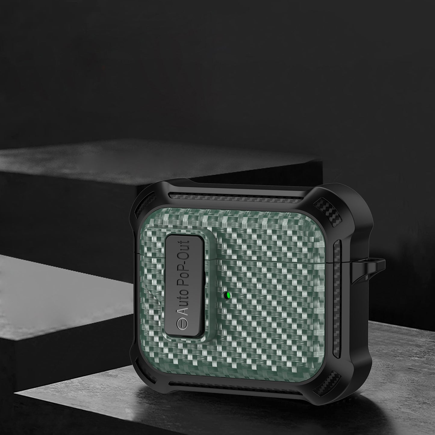 For Apple AirPods 3 Pressing Buckle TPU+PC Protective Case Carbon Fiber Texture Bluetooth Earphone Cover