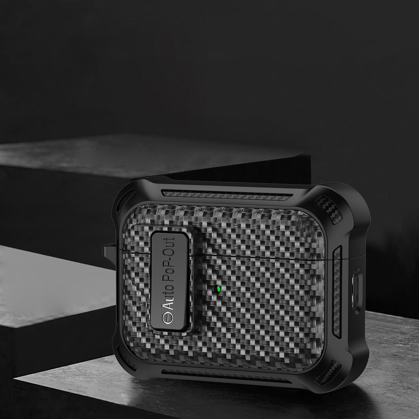 For AirPods Pro 2 Pressing Buckle Wireless Earphone Anti-drop Case Carbon Fiber Texture TPU+PC Cover