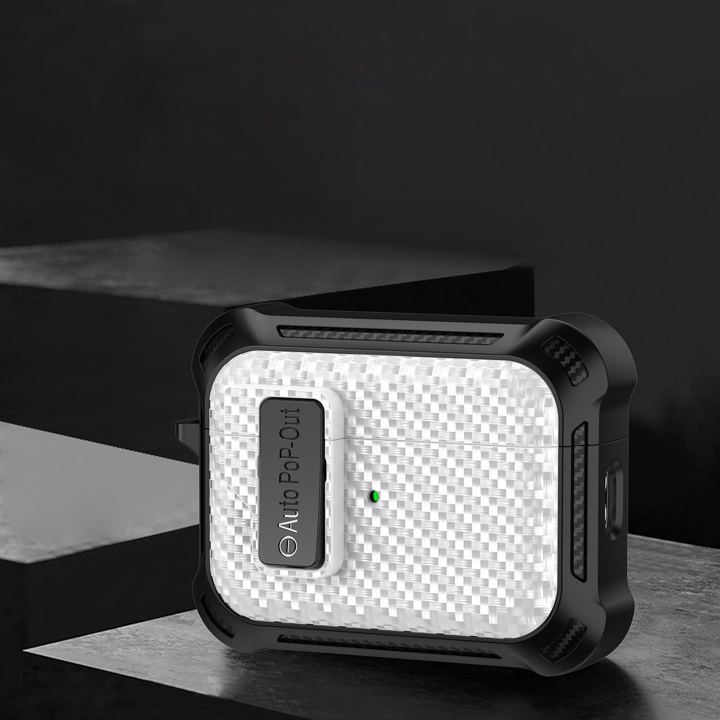 For AirPods Pro 2 Pressing Buckle Wireless Earphone Anti-drop Case Carbon Fiber Texture TPU+PC Cover