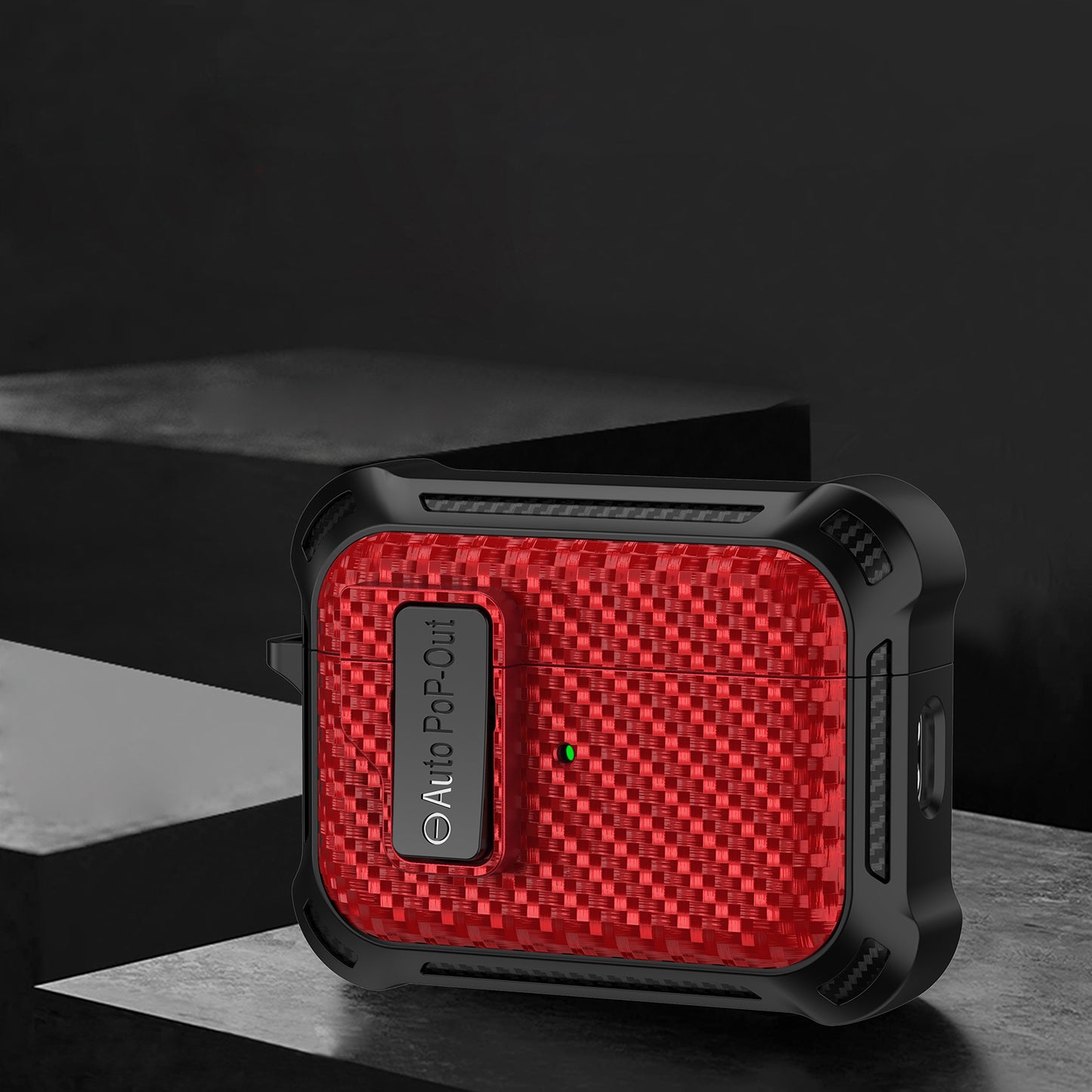 For AirPods Pro 2 Pressing Buckle Wireless Earphone Anti-drop Case Carbon Fiber Texture TPU+PC Cover