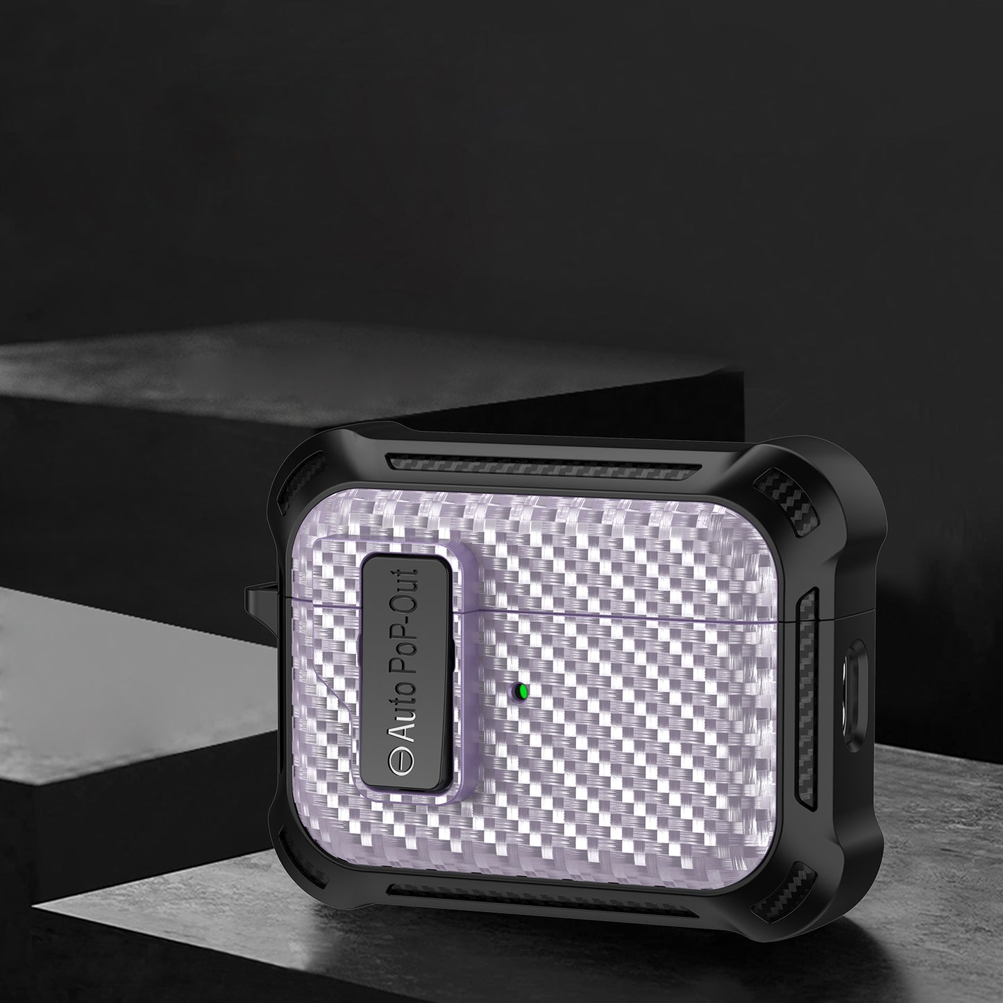 For AirPods Pro 2 Pressing Buckle Wireless Earphone Anti-drop Case Carbon Fiber Texture TPU+PC Cover