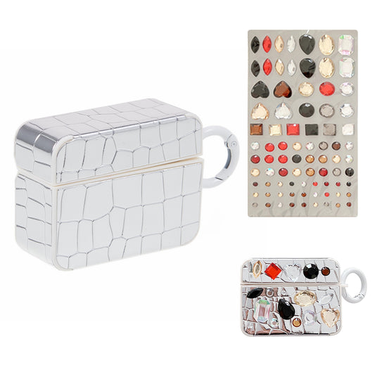For Apple AirPods Pro Earphone TPU Case Crocodile Texture Gem Docor TWS Earbud Protective Cover