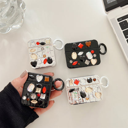 For Apple AirPods Pro Earphone TPU Case Crocodile Texture Gem Docor TWS Earbud Protective Cover