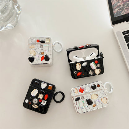 For Apple AirPods Pro Earphone TPU Case Crocodile Texture Gem Docor TWS Earbud Protective Cover