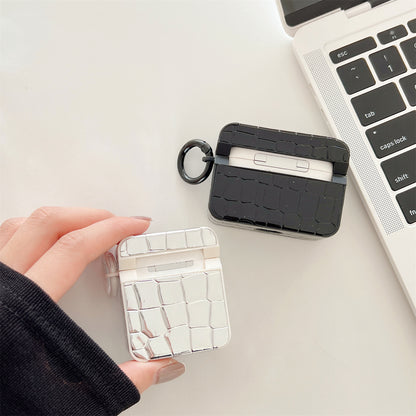 Earphone Case for Apple AirPods 3 , Crocodile Texture Gem Docor Bluetooth Earbud TPU Cover