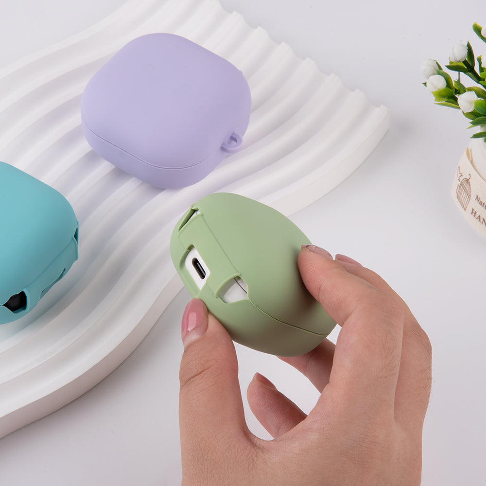 For Samsung Galaxy Buds Live / Buds Pro / Buds Pro 2 Earphones Case Silicone+PC Lining Shockproof Cover with Keychain