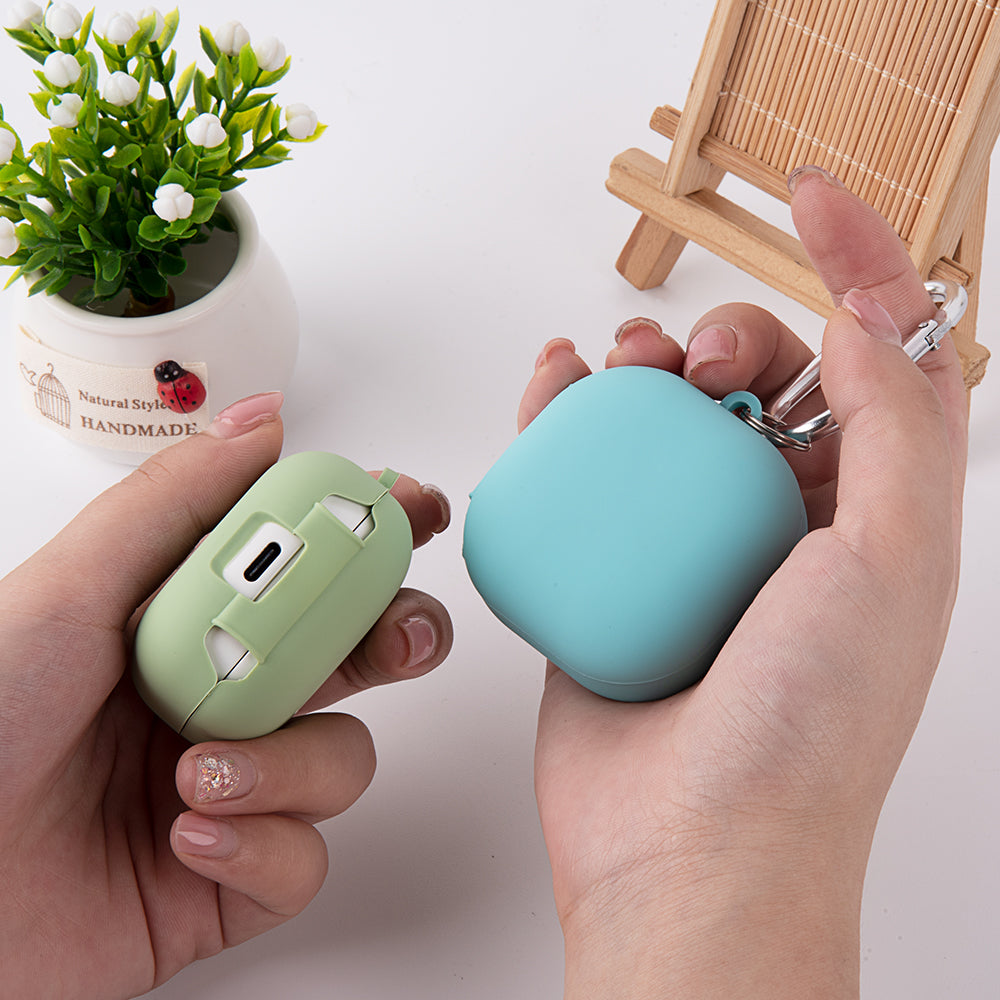 For Samsung Galaxy Buds Live / Buds Pro / Buds Pro 2 Earphones Case Silicone+PC Lining Shockproof Cover with Keychain