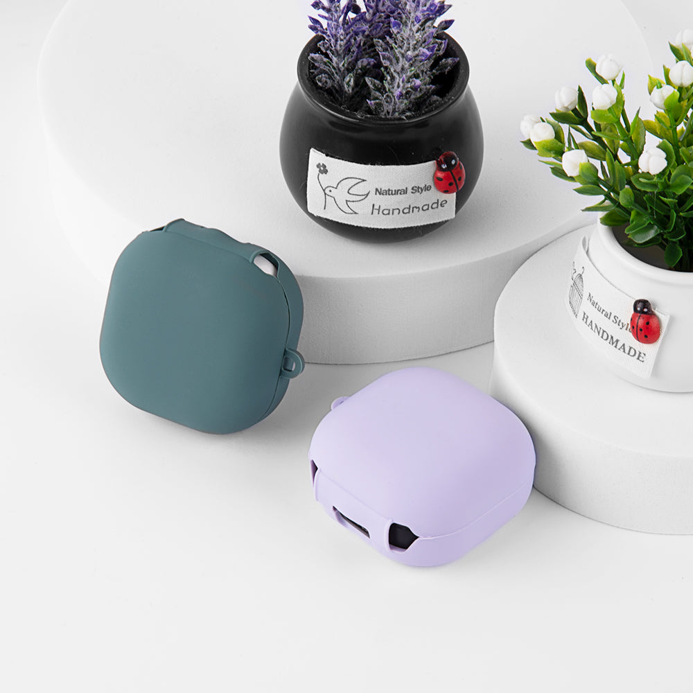 For Samsung Galaxy Buds Live / Buds Pro / Buds Pro 2 Earphones Case Silicone+PC Lining Shockproof Cover with Keychain