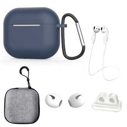 For Apple AirPods 3 6-in-1 Silicone Case Anti-lost Lanyard Watch Band Holder Ear Hanger Ear Cap Storage Box