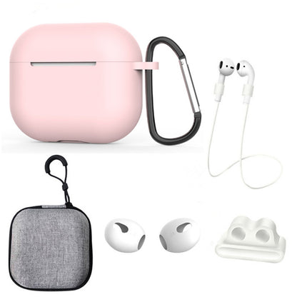 For Apple AirPods 3 6-in-1 Silicone Case Anti-lost Lanyard Watch Band Holder Ear Hanger Ear Cap Storage Box