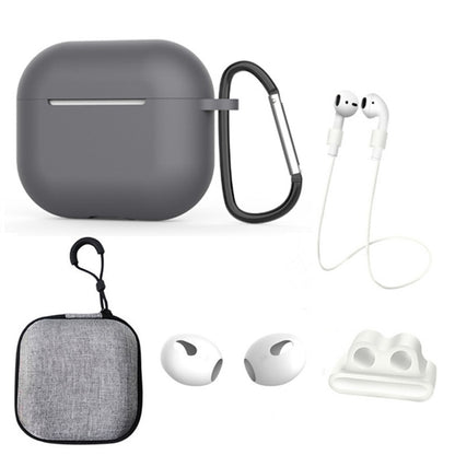 For Apple AirPods 3 6-in-1 Silicone Case Anti-lost Lanyard Watch Band Holder Ear Hanger Ear Cap Storage Box