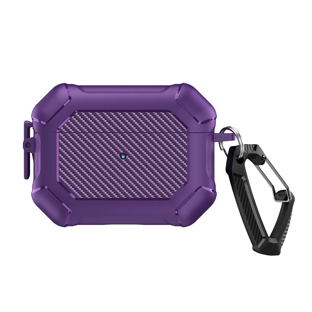 For AirPods Pro 2 TPU+PC Earphone Case Carbon Fiber Texture Reinforced Protective Cover with Carabiner