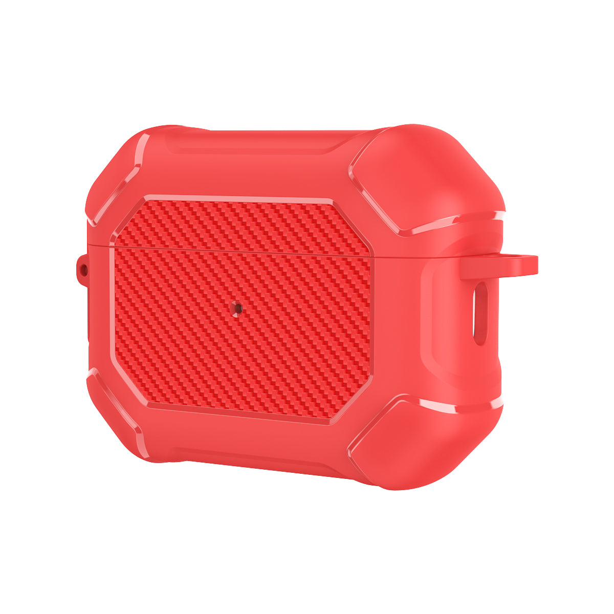 For AirPods Pro 2 TPU+PC Earphone Case Carbon Fiber Texture Reinforced Protective Cover with Carabiner
