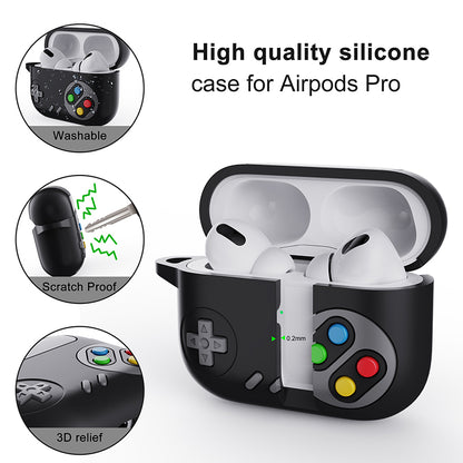 For Apple AirPods Pro Earphone Silicone Case Game Console Design Earbuds Cover with Ring Buckle