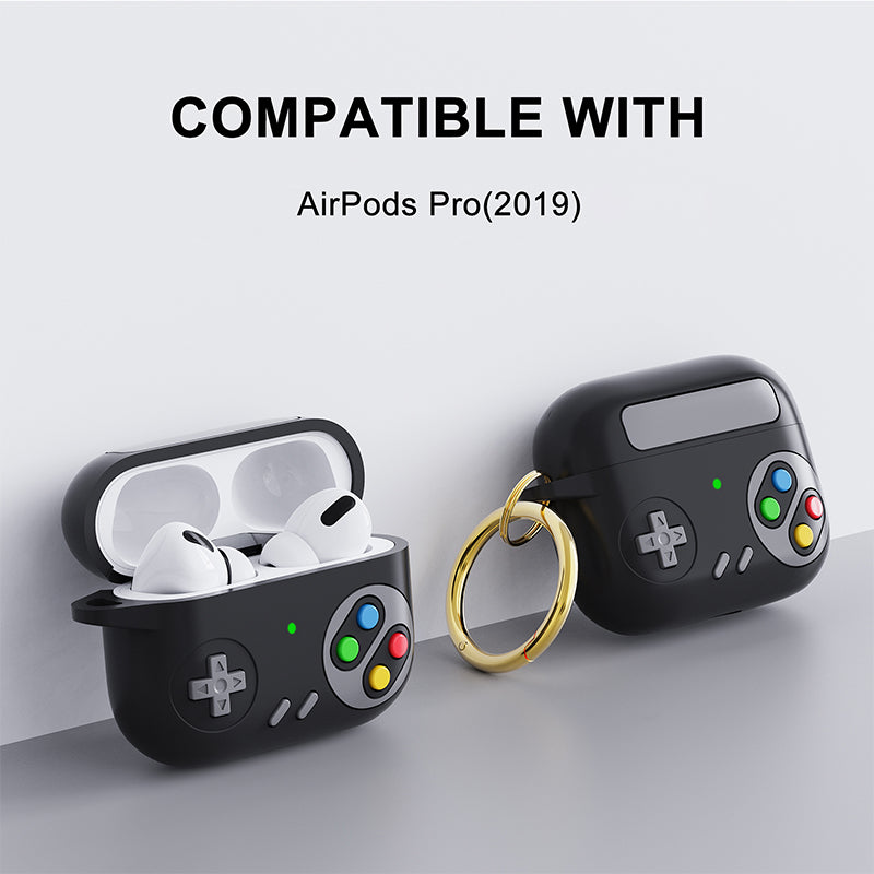 For Apple AirPods Pro Earphone Silicone Case Game Console Design Earbuds Cover with Ring Buckle