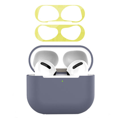 For Apple AirPods 3 Earphone Case Silicone Shock-Absorbing Earbuds Cover with Metal Dustproof Sticker Kit