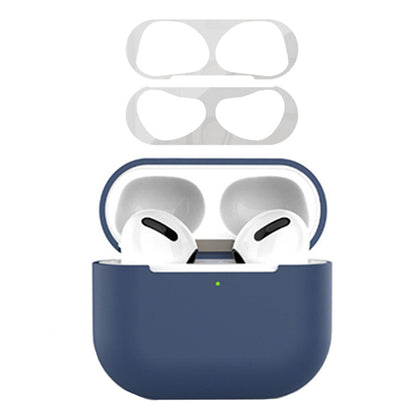 For Apple AirPods 3 Earphone Case Silicone Shock-Absorbing Earbuds Cover with Metal Dustproof Sticker Kit