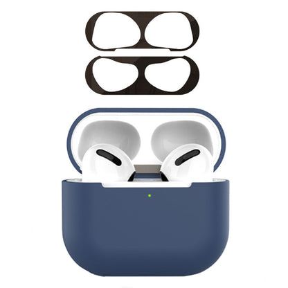 For Apple AirPods 3 Earphone Case Silicone Shock-Absorbing Earbuds Cover with Metal Dustproof Sticker Kit
