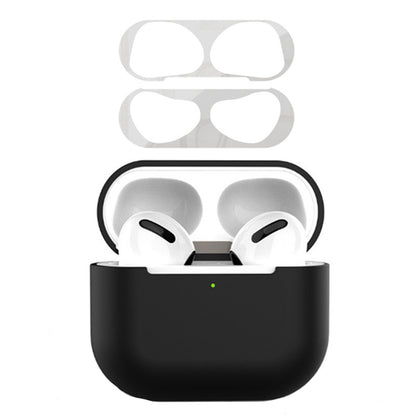 For Apple AirPods 3 Earphone Case Silicone Shock-Absorbing Earbuds Cover with Metal Dustproof Sticker Kit