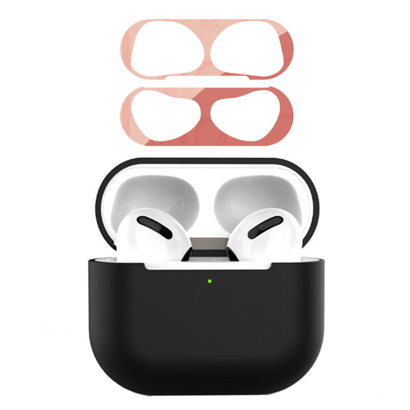 For Apple AirPods 3 Earphone Case Silicone Shock-Absorbing Earbuds Cover with Metal Dustproof Sticker Kit